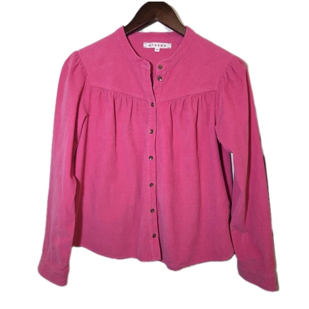 Xirena Emilia Corduroy Button Up Long Sleeve Top Pink Rose Cotton Women's XS